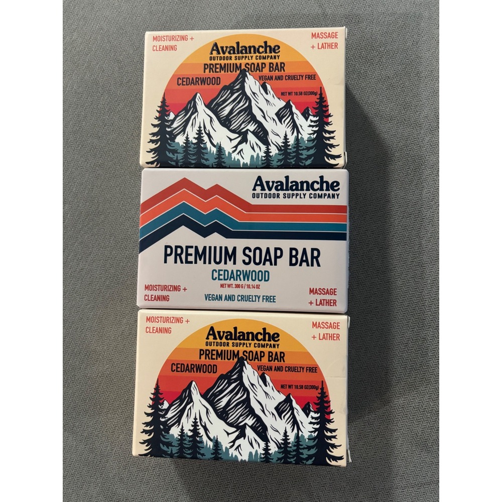 Avalanche Outdoor Supply Co Cedarwood Premium Soap Bar 3 Pack 10.58oz Vegan New